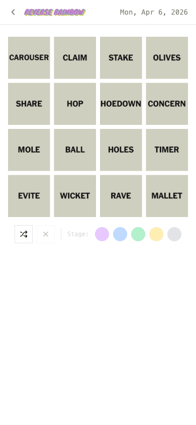Reverse Rainbow - daily word puzzle