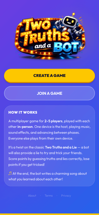 Two Truths and a Bot - multiplayer party game